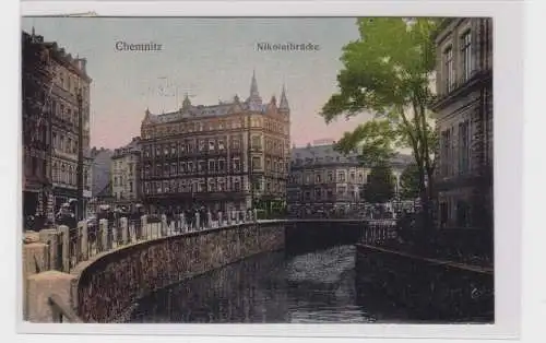 904693 Ak Chemnitz - Nikolaibrücke 1910