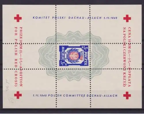 POLEN POLSKA Block 1945 Sonderblatt Rotes Kreuz Dachau-Allach (152169)