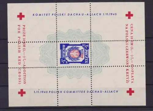 POLEN POLSKA Block 1945 Sonderblatt Rotes Kreuz Dachau-Allach (155103)