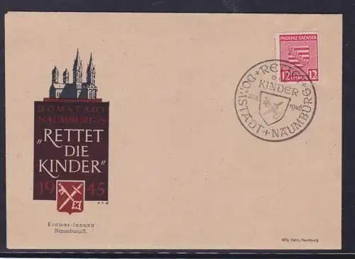 153056 Brief Lokalausgabe Naumburg "Rettet die Kinder" 1945 SST. 1. Jan. 1946