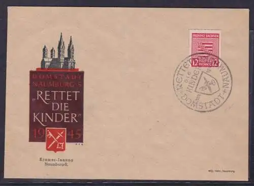 155135 Brief Lokalausgabe Naumburg "Rettet die Kinder" 1945 SST. 1. Jan. 1946