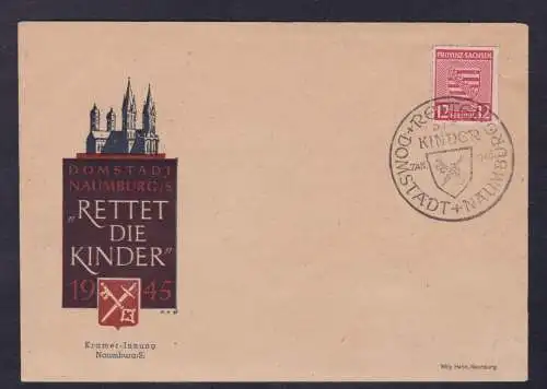 157749 Brief Lokalausgabe Naumburg "Rettet die Kinder" 1945 SST. 1. Jan. 1946