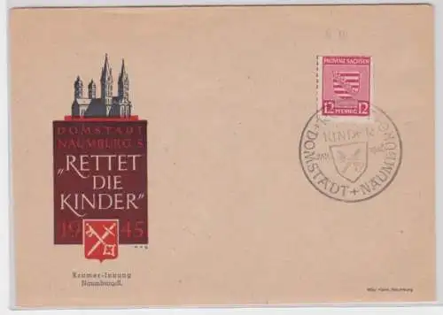 72127 Brief Lokalausgabe Naumburg "Rettet die Kinder" 1945 SST. 1. Jan. 1946