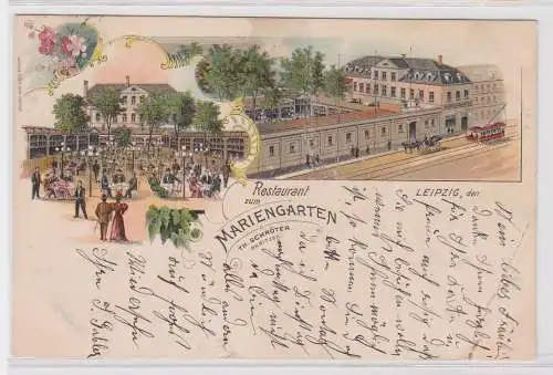 904314 Ak Lithographie Leipzig Restaurant zum Mariengarten 1906