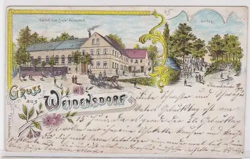904283 Ak Lithographie Gruß aus Weidensdorf Gasthof "Gute Quelle" 1907