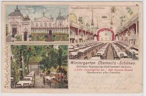 94361 Ak Lithographie Wintergarten Chemnitz Schönau 1901