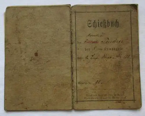 Schießbuch Kgl. Sächs. 9. Infanterie-Regiment Nr. 133 Zwickau Gewehr 90 (159663)