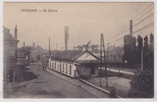 20228 Ak Iseghem Belgien de Statie Bahnhof  um 1930