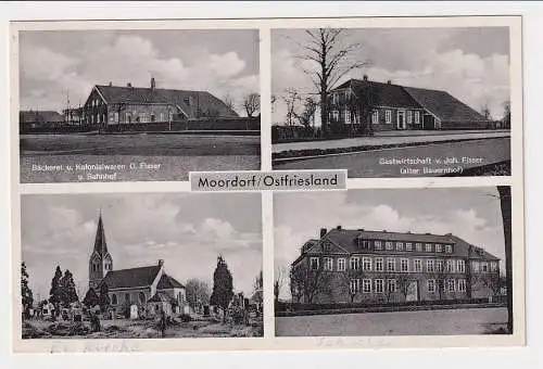 90977 Mehrbild Ak Moordorf Ostfriesland Bäckerei, Gasthhof usw. 1950