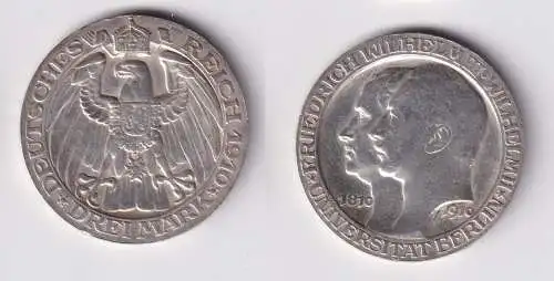 3 Mark Silbermünze Preussen Universität Berlin 1910 Jäger 107 vz (165435)