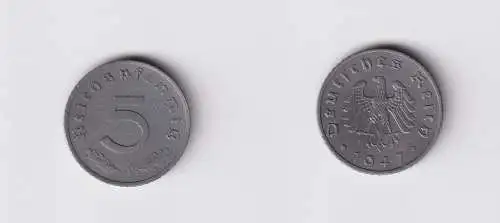 5 Pfennig Zink Münze alliierte Besatzung 1947 A Jäger 374 f.vz (165724)