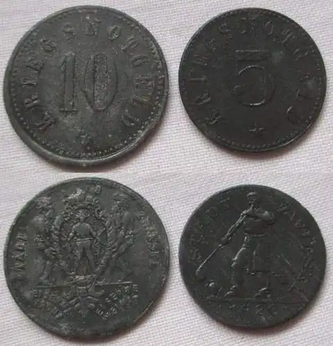 5 und 10 Pfennig Zink Notgeld Münzen Stadt Zwiesel 1920 (157011)