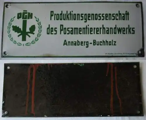 rares Original Emailleschild Posamentierer Handwerk Annaberg Buchholz (165960)