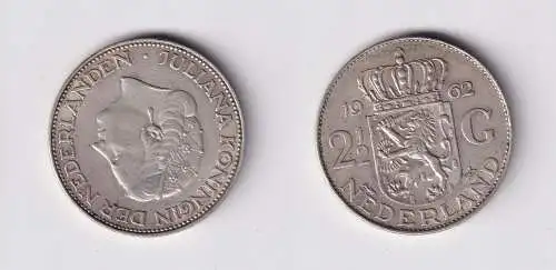 2 1/2 Gulden Silber Münze Niederland 1962 ss+ (165929)