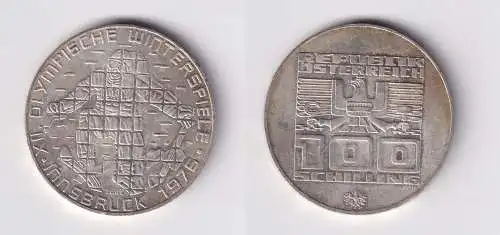 100 Schilling Silber Münze Österreich 1976 Winter Olympiade Innsbruck (165922)