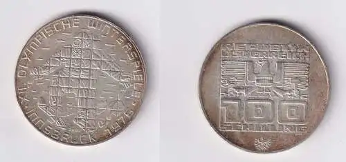 100 Schilling Silber Münze Österreich 1976 Winter Olympiade Innsbruck (165621)