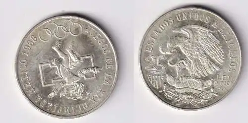 25 Pesos Silber Münze Mexiko Olympiade 1968 vz (165619)