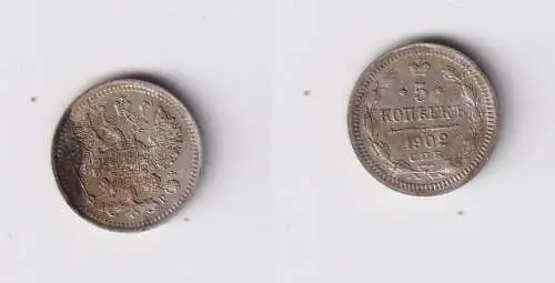 5 Kopeken Silber Münze Russland 1902 ss+ (165565