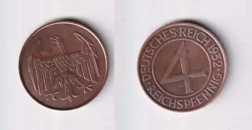 4 Pfennig Kupfer Münze Weimarer Republik 1932 A "Brüning Taler" (151400)