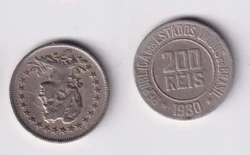 200 Reis Kupfer Nickel Münze Brasilien 1930 f.ss (162704)