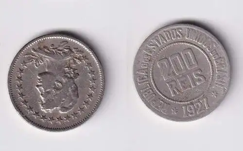 200 Reis Kupfer Nickel Münze Brasilien 1927 s/ss (160864)