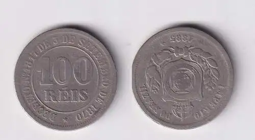 100 Reis Kupfer Nickel Münze Brasilien 1885 s/ss (160704)