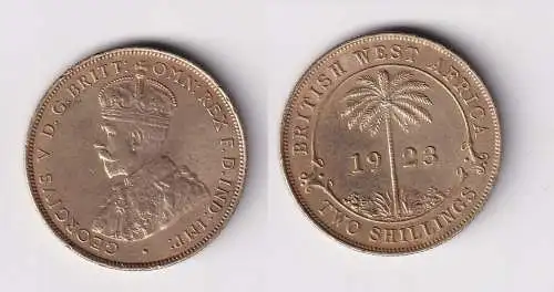 2 Schilling Messing Münze Britisch Westafrika 1923 ss+ (160345)