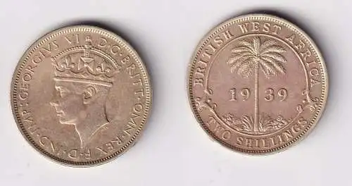 2 Schilling Messing Münze Britisch Westafrika 1939 ss+ (161012)