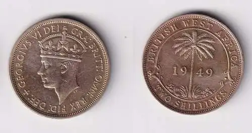 2 Schilling Messing Münze Britisch Westafrika 1949 ss+ (163342)