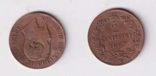 2 Centesimi Kupfer Münze Italien 1867 M ss (146973)