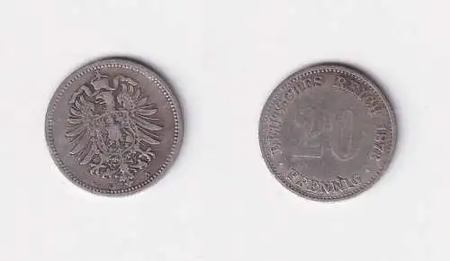 20 Pfennig Silber Münze Deutsches Reich 1873 A, Jäger 5  (157518)