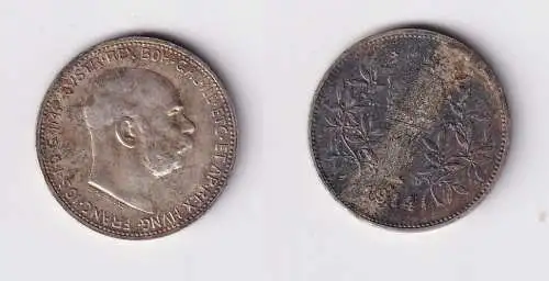 1 Krone Silber Münze Österreich 1914 ss (143313)