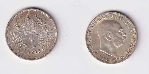 1 Krone Silber Münze Österreich 1915 vz (145782)