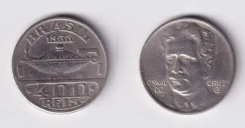 400 Reis Nickelmünze Brasilien 1938 Oswaldo Cruz ss (161867)