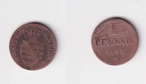 1 Pfennig Kupfer Münze Sachsen-Altenburg 1863 B f.ss (157558)