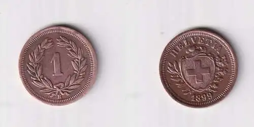 1 Rappen Kupfer Münze Schweiz 1899 B ss+ (153734)