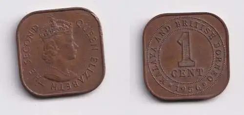 1 Cents Bronze Münze Malaya and British North Borneo 1956 Elisabeth II. (151239)