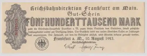 500000 Mark Banknote Reichsbahndirektion Frankfurt a.M. 10. Aug. 1923 (154466)