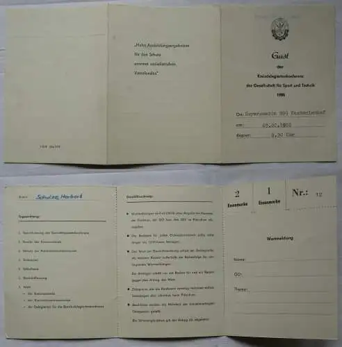GST Delegiertenkarte Hoyerswerda HOG Kastanienhof 1980 (137674)
