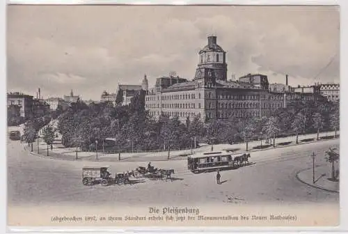 903138 Ak Aus Leipzigs alten Tagen die Pleißenburg mit Pferdebahnen um 1900