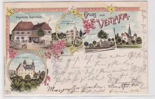 900048 Ak Lithographie Gruß aus Veitlahm Gastwirtschaft, Kirche usw. 1904