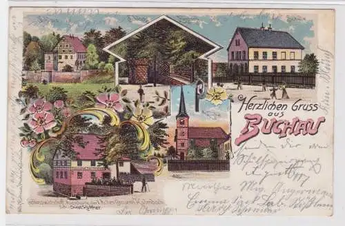 900919 Ak Lithographie Herzlichen Gruss aus Buchau Gastwirtschaft usw. 1904