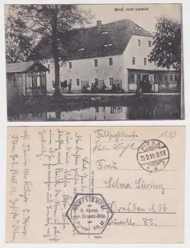 17379 Feldpost Ak Gruß vom Laurich Gasthof im Bahretal 1918