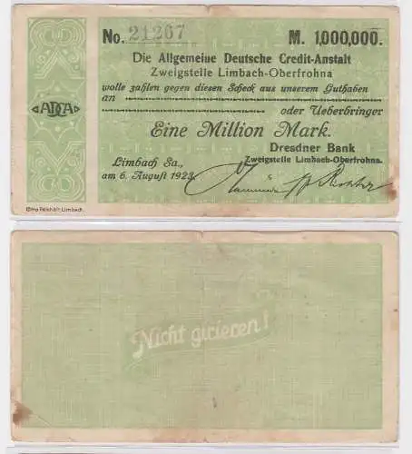 1 Million Mark Banknote allg. dt. Credit Anstalt Limbach 6.8.1923 (121620)