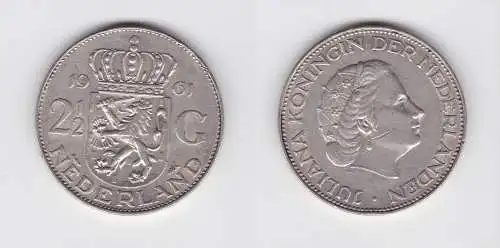 2 1/2 Gulden Silber Münze Niederland 1961 (134540)