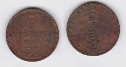 5 Pfennig Kupfer Münze Sachsen 1869 B ss (143243)