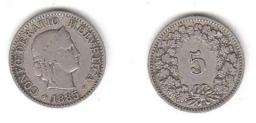 5 Rappen Nickel Münze Schweiz 1885 B (114581)