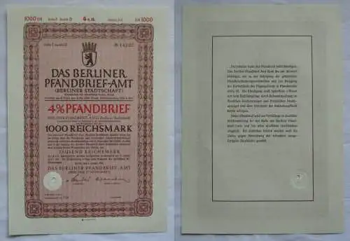 1000 Reichsmark Pfandbrief Das Berliner Pfandbriefamt 01.01.1941 (150287)