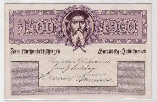 902155 Ak Zum 500jährigen Gutenberg Jubiläum 1400-1900