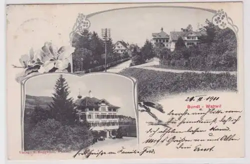 43628 Lithographie Ak Altersheim Bundt und Straßenansicht Wattwil 1911